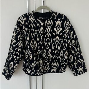 Zara Kids Black and Cream Patterned Blazer